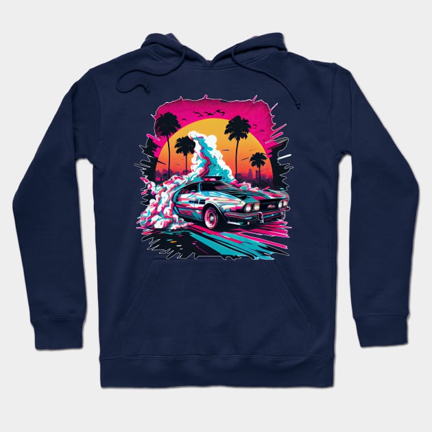 On The Wheel Caps - Miami Sunset Speed Race Hoodie by GlossyEmpress